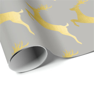 Elegantes Gold Gray Weihnachtsmuster Geschenkpapier