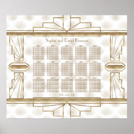 Elegantes Gold Great Gatsby Wedding Seating Chart Poster