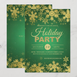 Elegantes Gold & Green Corporate Weihnachts-Party Einladung