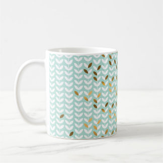Elegantes Gold Green Leaf Muster Kaffeetasse