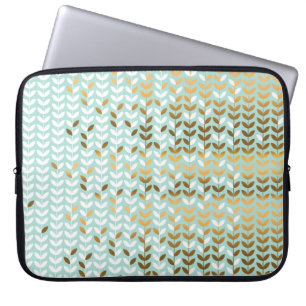 Elegantes Gold Green Leaf Muster Laptopschutzhülle