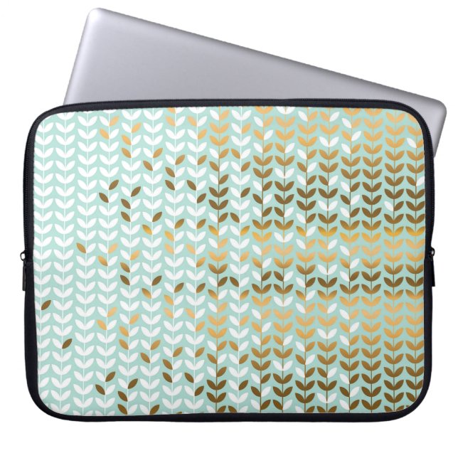 Elegantes Gold Green Leaf Muster Laptopschutzhülle (Vorderseite)