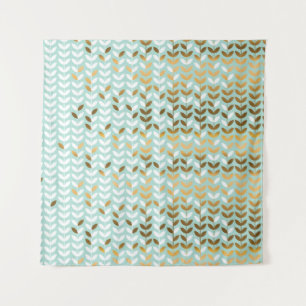 Elegantes Gold Green Leaf Muster Wandteppich