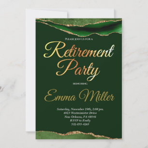 Elegantes Gold Green Retirement Party Einladung