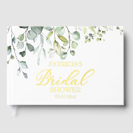 Elegantes Gold Greenery Brautparty Gästebuch