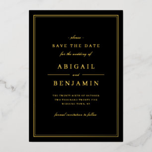 Elegantes Gold grenzt minimalistisch Save the Date Folieneinladung