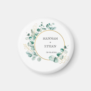 Elegantes Gold-Grün Eukalyptus Personalisiert  Magnet