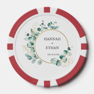 Elegantes Gold Grünzeug Eukalyptus Personalisiert  Pokerchips