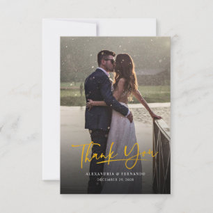 Elegantes Gold Hand Lettered Wedding Foto Vielen D Mitteilungskarte