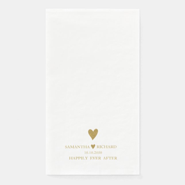 Elegantes Gold Heart Hochzeit glücklich immer nach Serviette (Vorderseite)