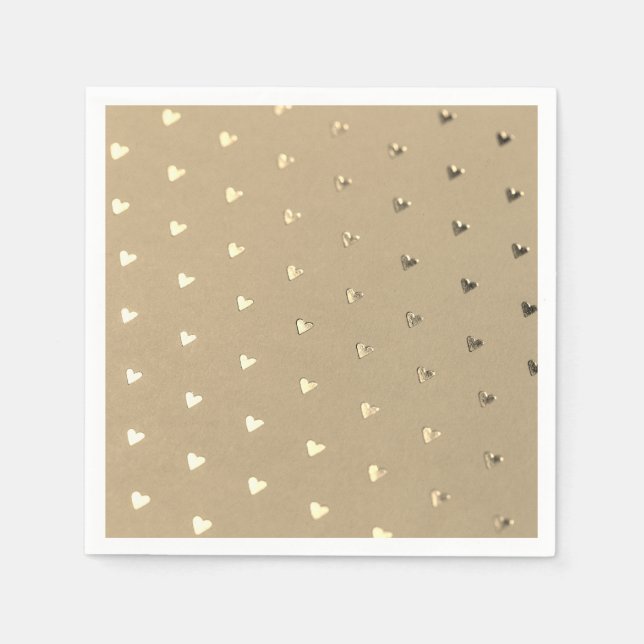 Elegantes Gold Heart Paper Napkins Serviette (Vorderseite)