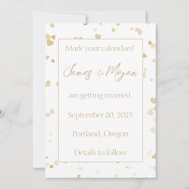 Elegantes Gold-Herz Save-the-Date Save The Date (Vorderseite)