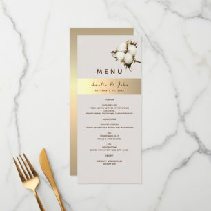 Elegantes Gold-Hochzeitsmenü Menükarte