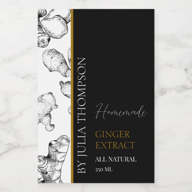 Elegantes Gold Homemade Ginger Root Extract Label Weinetikett (Einzelnes Label)