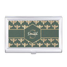 Elegantes Gold HoneyBee-Muster auf dunkelgrün