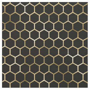 Elegantes Gold Honeycomb Schwarzes Muster Stoff