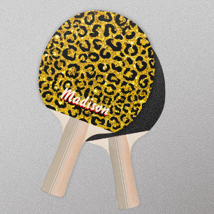 Elegantes Gold Imitate Glitzer Tierprint 3D Monogr Tischtennis Schläger