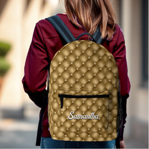 Elegantes Gold Imitate Glitzer Tropfen mit Monogra Bedruckter Rucksack