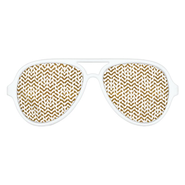 Elegantes Gold Imitate Glitzer Zickzack Muster Sonnenbrille (Vorderseite)