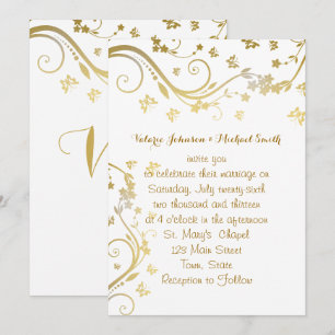 Elegantes Gold, individuelle Hochzeitseinladung Einladung