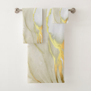Elegantes Gold Ink Abstraktes Muster Badhandtuch Set