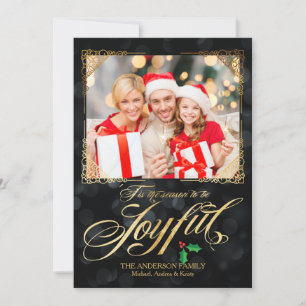 Elegantes Gold Joyful Black Bokeh Foto Weihnachten