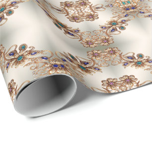 Elegantes Gold-Juwel-Blumen-Geschenkpapier Geschenkpapier