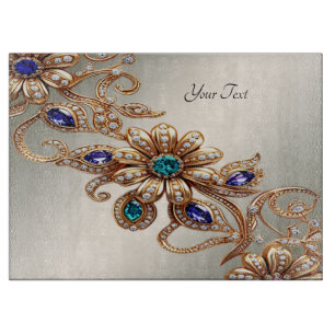 Elegantes Gold-Juwel-Blumen-Schneidbrett Schneidebrett