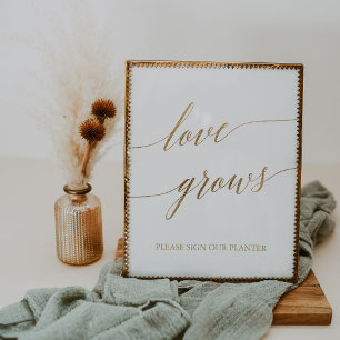 Elegantes Gold-Kalligrafie-Liebe-Wächst-Schild Poster