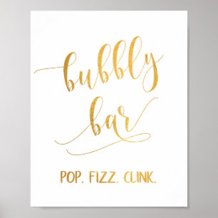 Elegantes Gold-Kalligrafie-Party- Bubble-Bar-Schil Poster