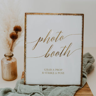 Elegantes Gold-Kalligrafie-Photobooth-Schild Poster