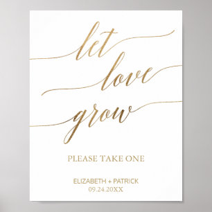 Elegantes Gold-Kalligrafie-Schild 'Lasst die Liebe Poster