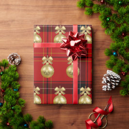 Elegantes Gold & Kariertes Weihnachtsgeschmack Geschenkpapier