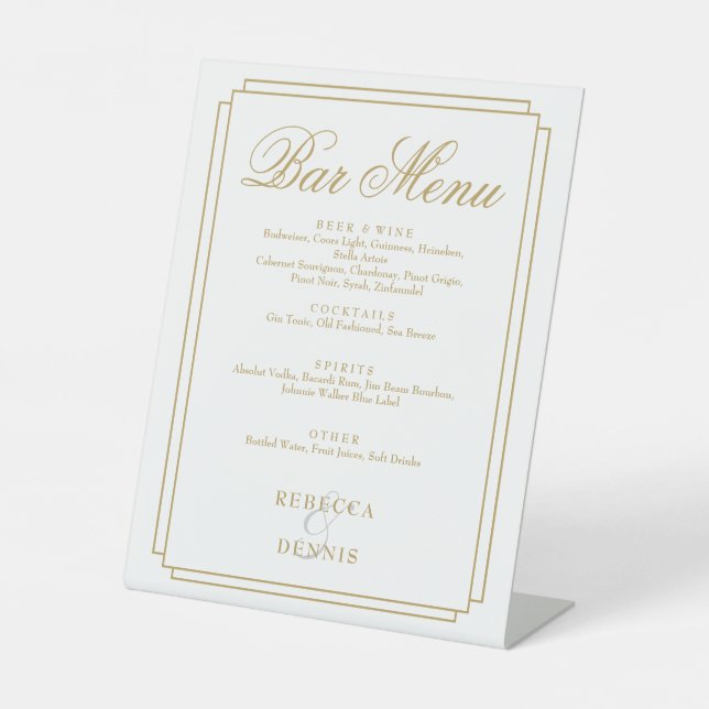 Elegantes Gold Klassisches Art Deco Duftende Hochz Sockelschild (Vorderseite)