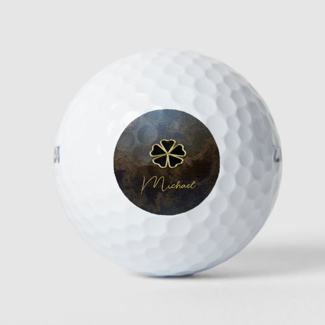 Elegantes Gold Kleeblatt, Kleeblatt-Look Golfball (Vorderseite)