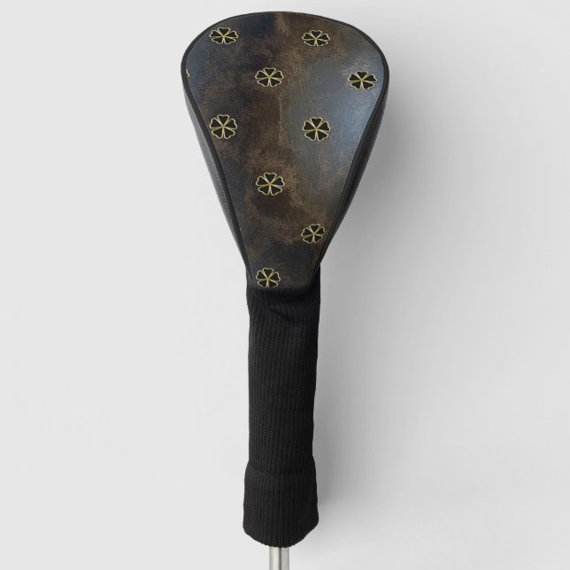 Elegantes Gold-Kleeblatt, Lederschau in der Klee Golf Headcover (Vorderseite)