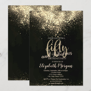 Elegantes Gold Konfetti  50. Geburtstagsfeier Einladung