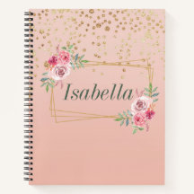 Elegantes Gold Konfetti und Rahmen Spiral Notebook