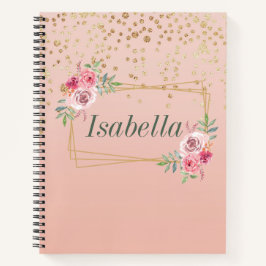 Elegantes Gold Konfetti und Rahmen Spiral Notebook Notizbuch