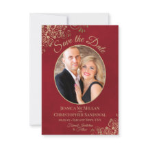 Elegantes Gold Lace & Oval Foto Marmorierte Rote H