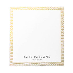 Elegantes Gold Lattice Muster Notepad Notizblock