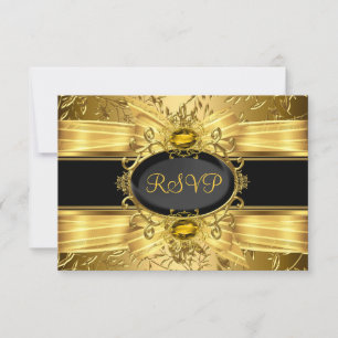 Elegantes Gold Leaf & Gem 50-jähriges UAWG RSVP Karte