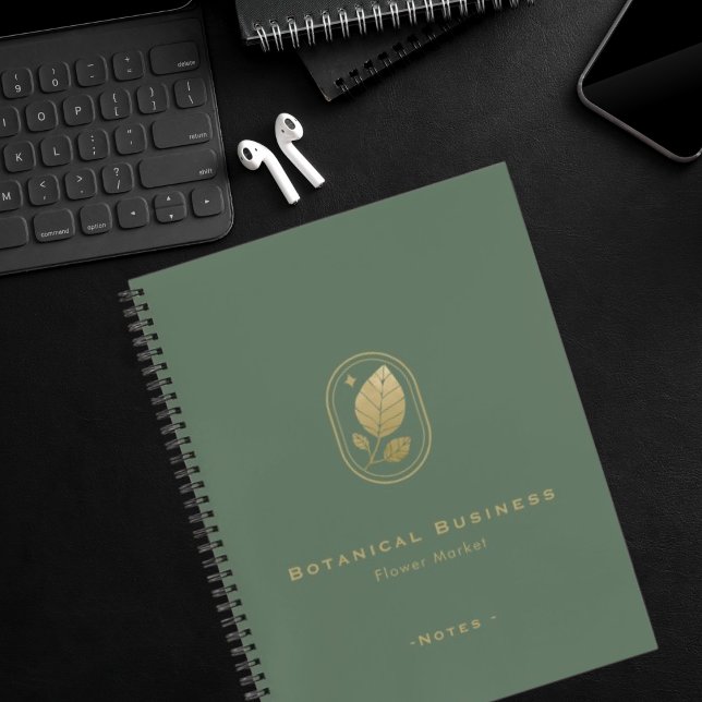 Elegantes Gold Leaf Klettergarten Botanisches Grün Notizbuch (Elegant Gold Leaf Minimal Botanical Green Modern Notebook)
