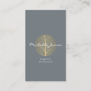 Elegantes Gold-Leaf-Logo auf Vertical Slate Visitenkarte