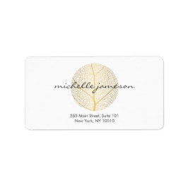 Elegantes Gold Leaf Logo auf Weiß Adressaufkleber