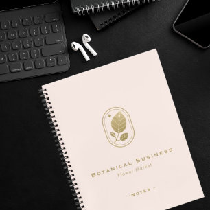 Elegantes Gold Leaf Minimal Botanische Creme Rosa Notizbuch