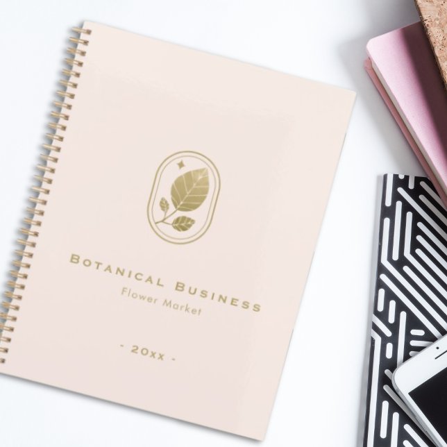 Elegantes Gold Leaf Minimaler Botanischer Weichros Planer (Elegant Gold Leaf Minimal Botanical Soft Pink Planner)
