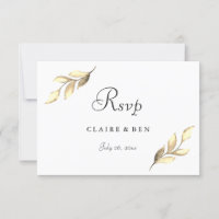 Elegantes Gold Leaf Moderne Hochzeit Einladung UAW