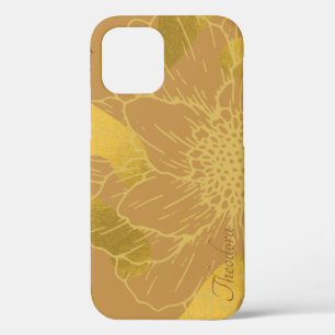 Elegantes Gold Leaf und Blume Hintergrund Case-Mate iPhone Hülle