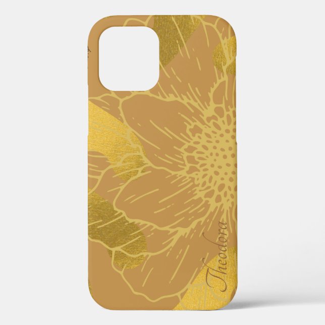 Elegantes Gold Leaf und Blume Hintergrund Case-Mate iPhone Hülle (Rückseite)